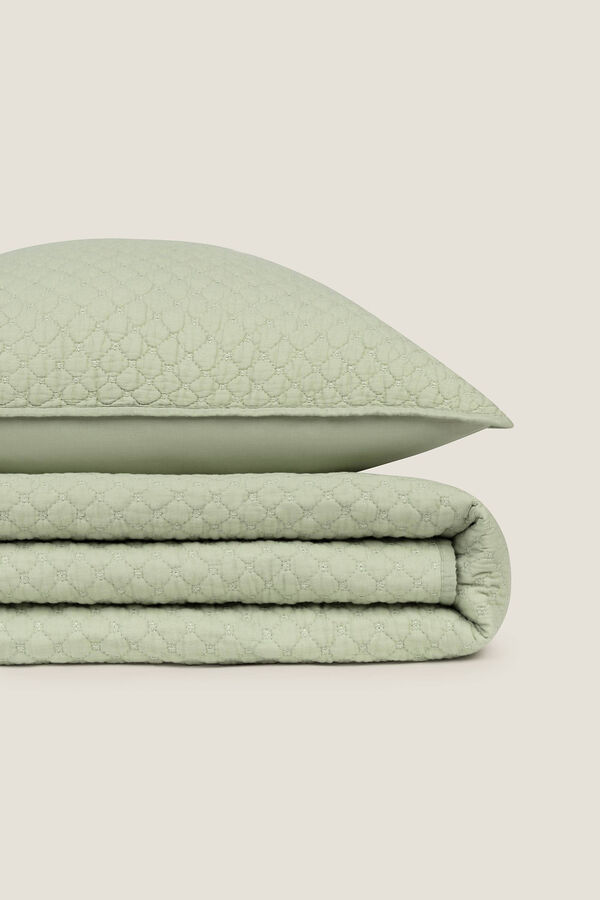 Textura Colcha acolchada algod&oacute;n. Cama 180-200cm. verde