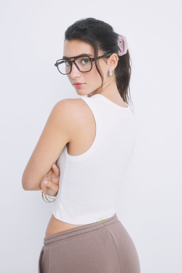 HI&BYE Crop top algod&oacute;n marfil marfil