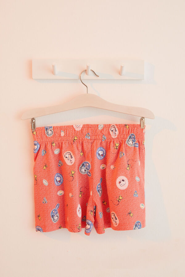 Womensecret Pijama infantil curto 100% algodão Snoopy coral borgonha