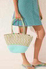 Women'secret Bolso capazo rafia verde logo verde