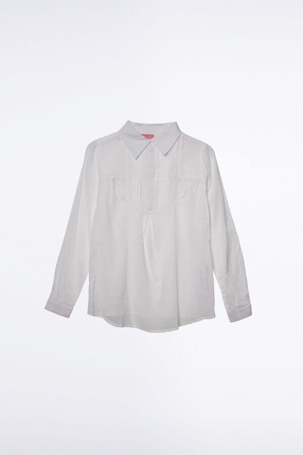 Ohma! Blusa lactancia de plumetti blanco