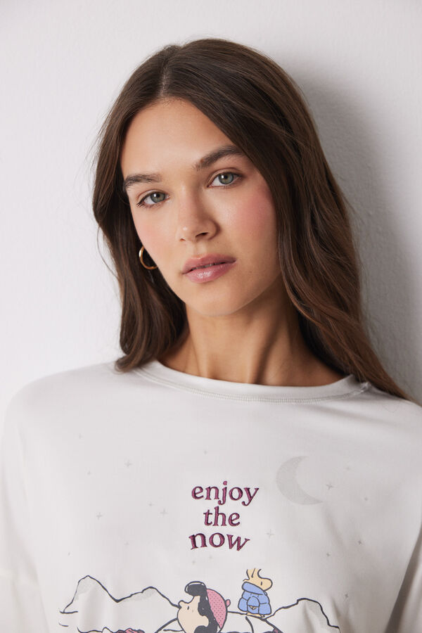 Women'secret Pijama largo punto Snoopy marfil