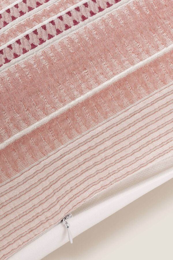 Textura Funda coj&iacute;n rayas algod&oacute;n percal 55x55cm. coral