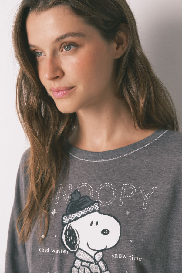 Women'secret Pijama largo Snoopy gris