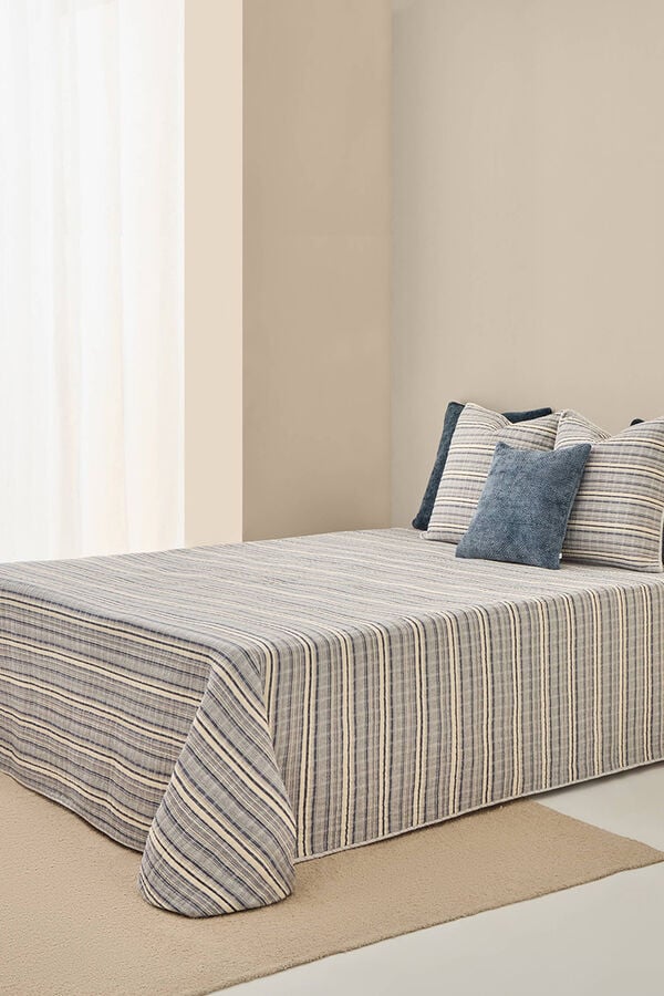 Textura Colcha a rayas azul