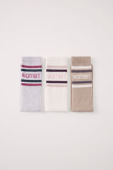 Women'secret Pacote de 3 meias altas com logo estampado