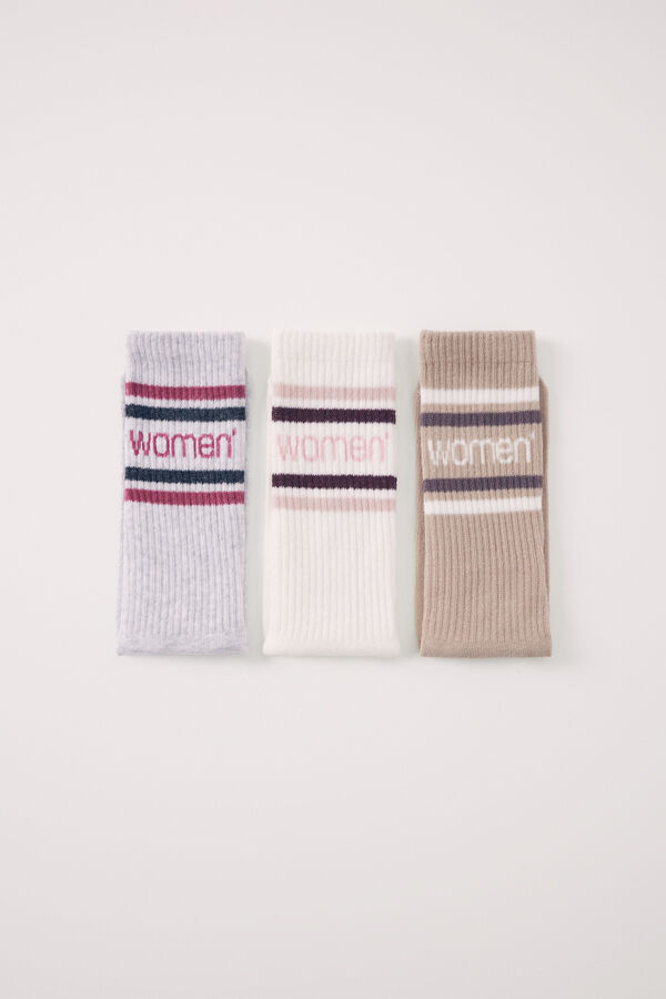 Women'secret Pacote de 3 meias altas com logo estampado