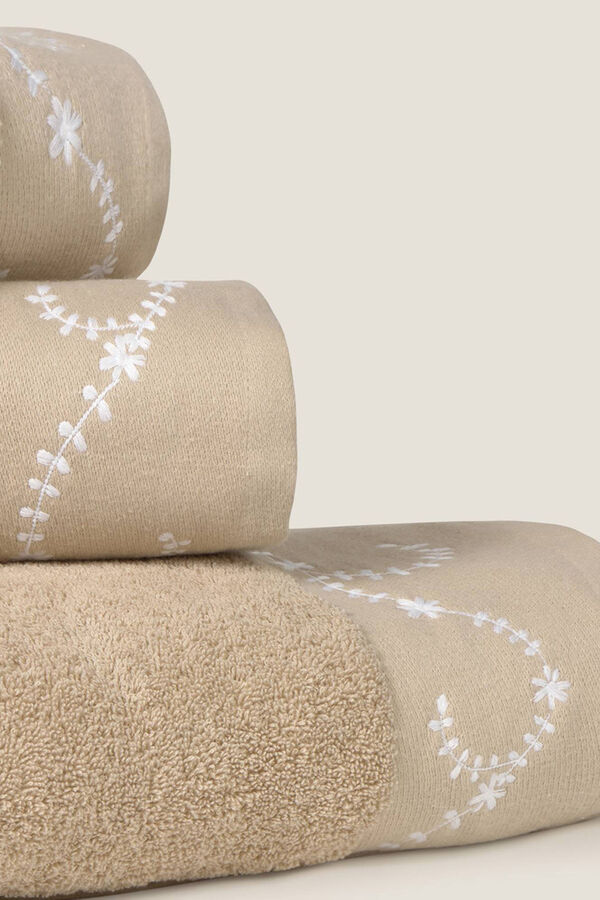 Textura Toalla rizo bordado beige