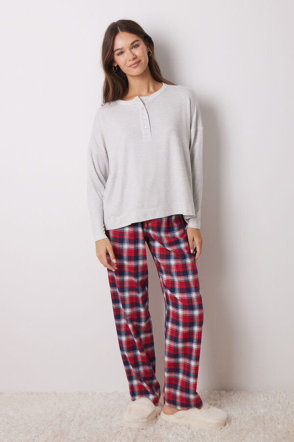 Women'secret T-shirt de malha cinzenta quente de manga comprida cinzento