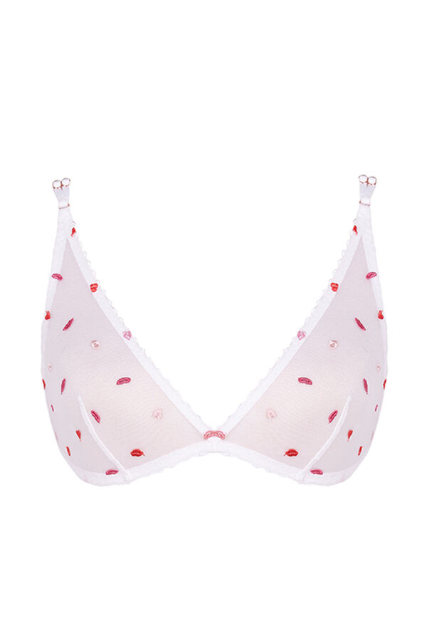 Women'secret FANTASTIC Sujetador halter triangular corazones marfil