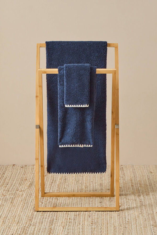 Textura Toalha de banho com costura azul