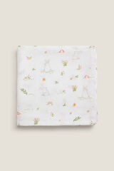 Textura Muselina gasa algod&oacute;n conejos blanco