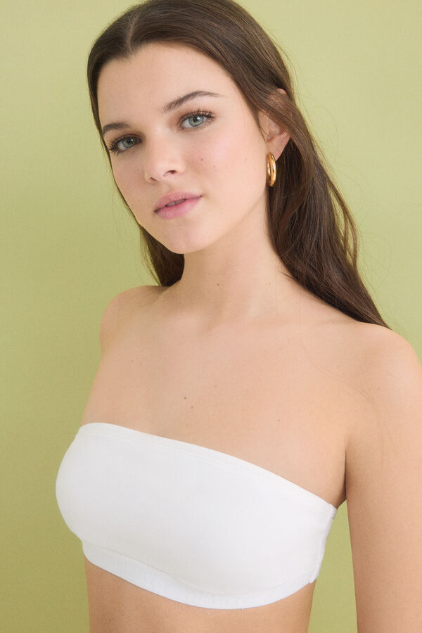 HI&BYE Suti&atilde; cai-cai marfim com copas remov&iacute;veis bege