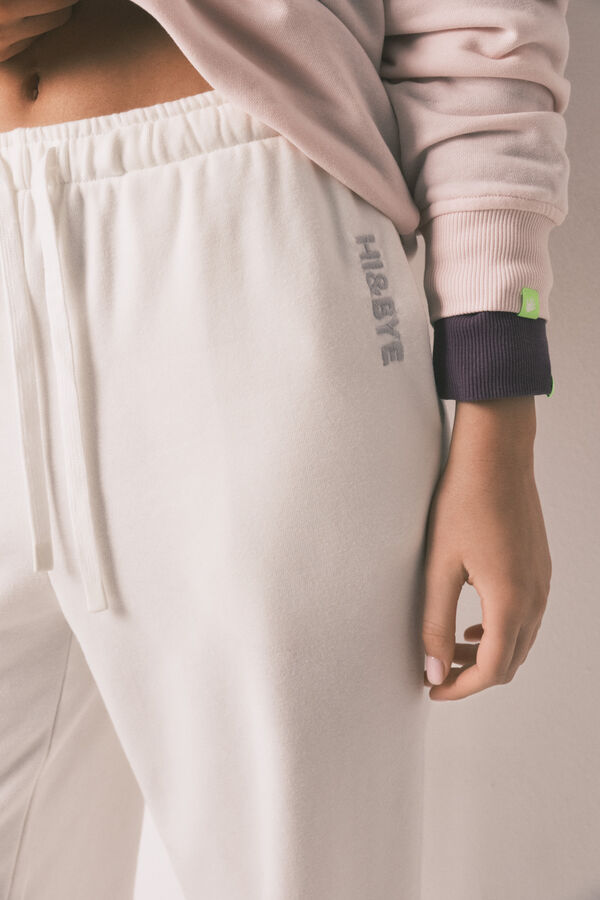 HI&BYE Cal&ccedil;a jogger de molet&atilde;o de algod&atilde;o branco bege