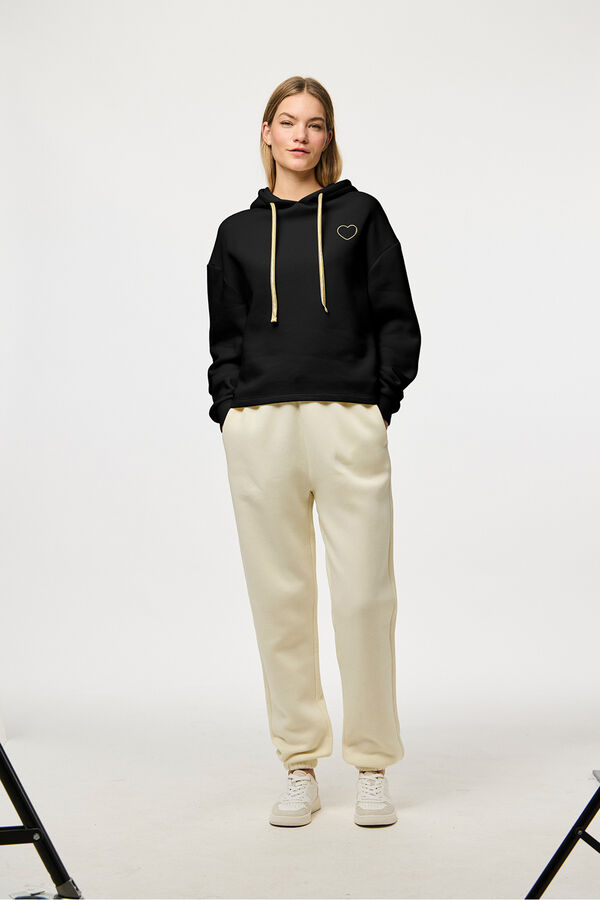 Pieces Sweatshirt com capuz preto