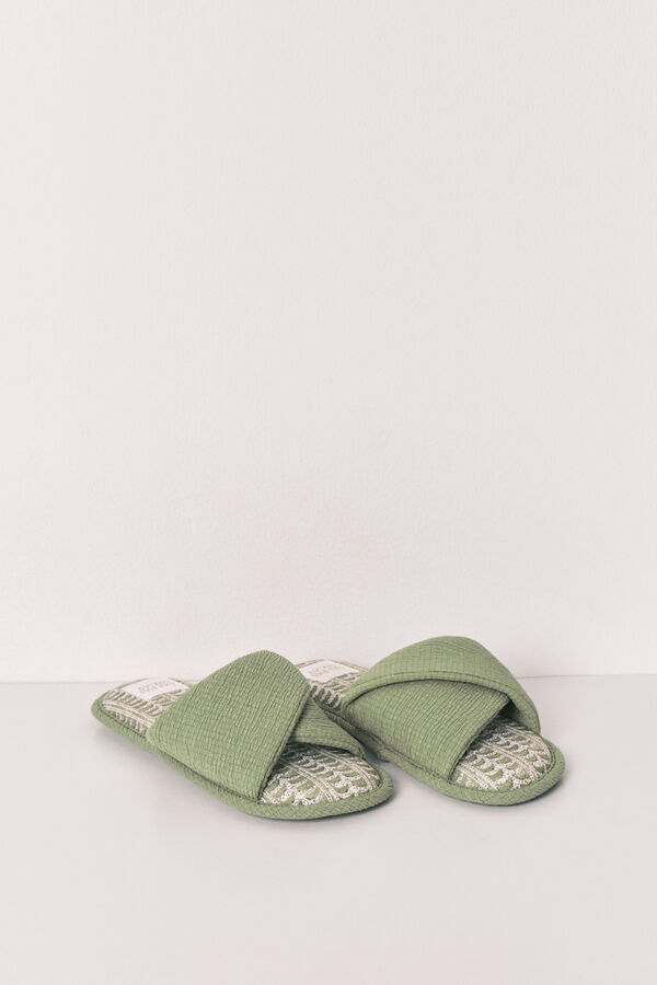 Women'secret Chinelos de quarto verde palmeiras caqui