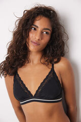 Women'secret NATURAL Sujetador triangular microfibra encaje negro negro