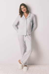 Women'secret Pijama camiseiro longo xadrez com efeito brilhante  