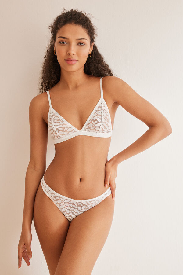 Women'secret NATURAL Sujetador triangular encaje blanco blanco