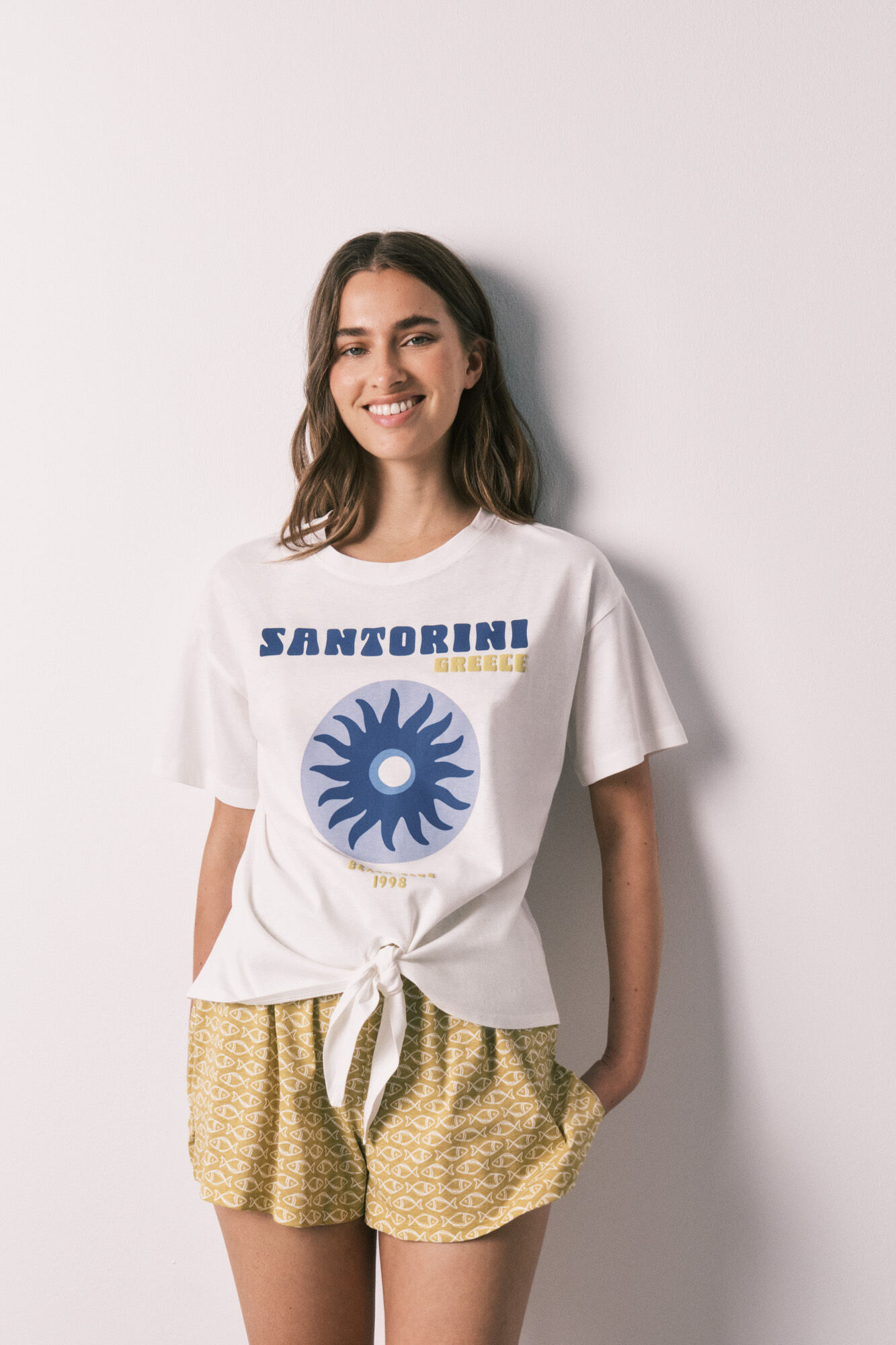 Women'secret Pijama curto em algod&atilde;o Santorini