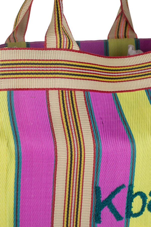 Kbas Bolso tote pl&aacute;stico reciclado rayas multicolor estampado