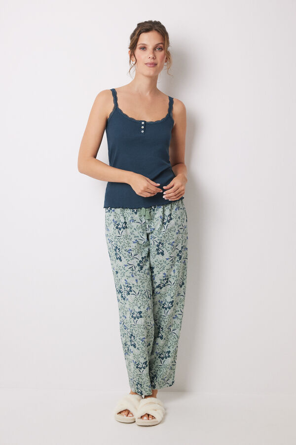 Women'secret Camiseta tirantes canal&eacute; algod&oacute;n verde verde