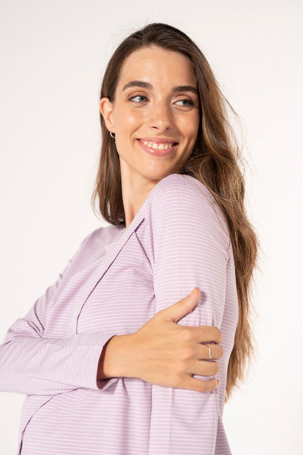 Womensecret Camiseta lactancia de rayas cruzada delante morado/lila