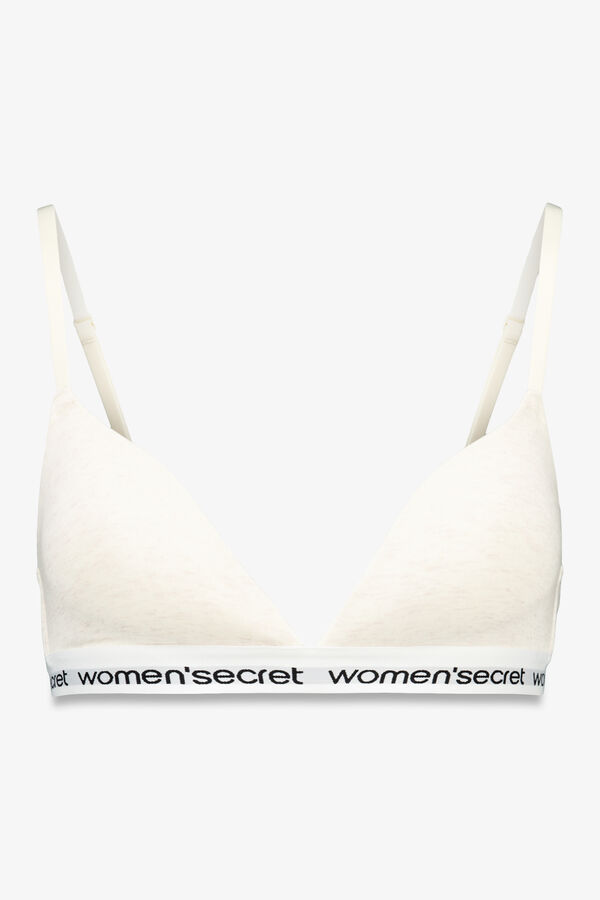 Women'secret Soutien triangular CHARMING em algod&atilde;o branco bege