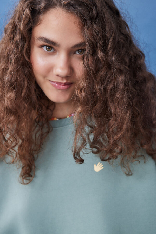 HI&BYE Sudadera felpa verde logo manga verde