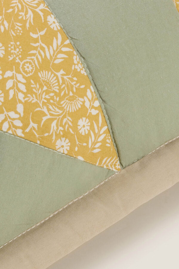 Textura Funda coj&iacute;n patchwork flores verde