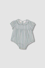 Gocco Babygro &agrave;s riscas gola beb&eacute; verde estampado