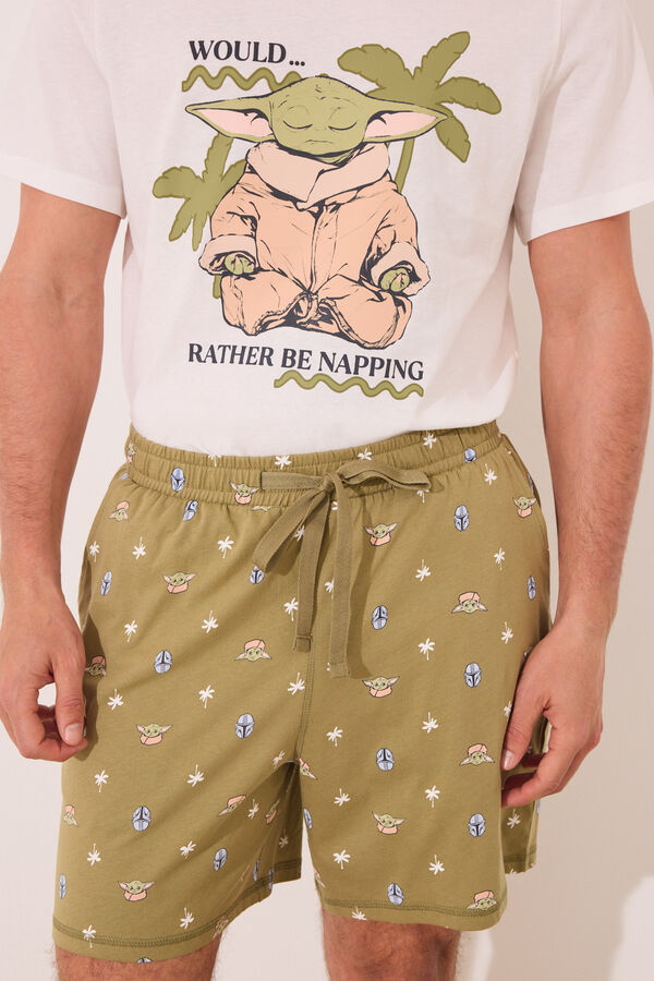 Women'secret Pijama curto de algod&atilde;o Yoda cinza cinzento