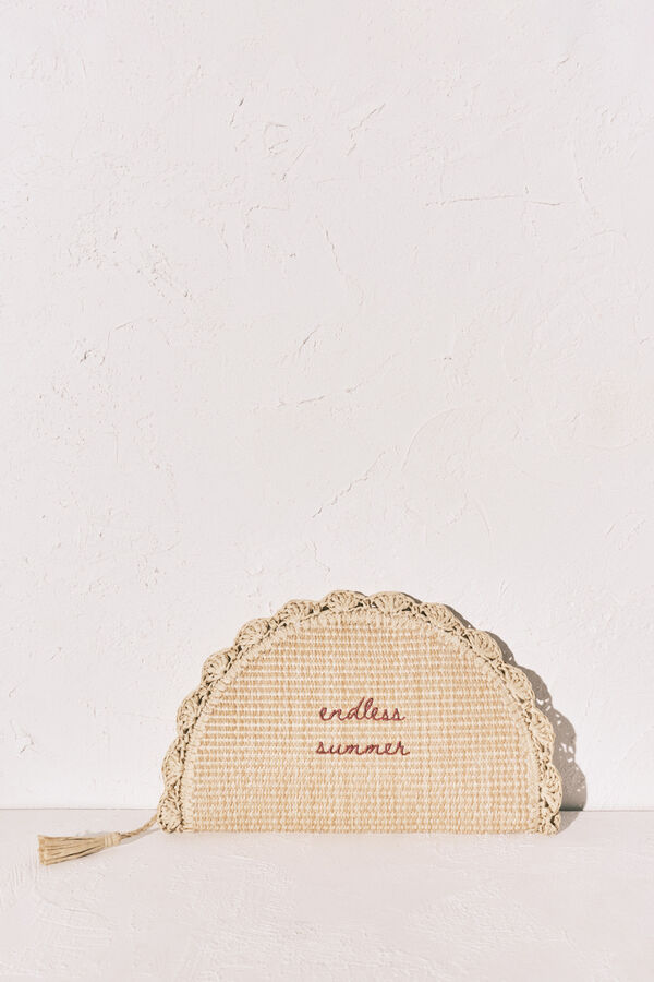 Women'secret Neceser rafia bolso de mano nude
