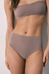Women'secret Cueca alta em microfibra clean cut marrom cru