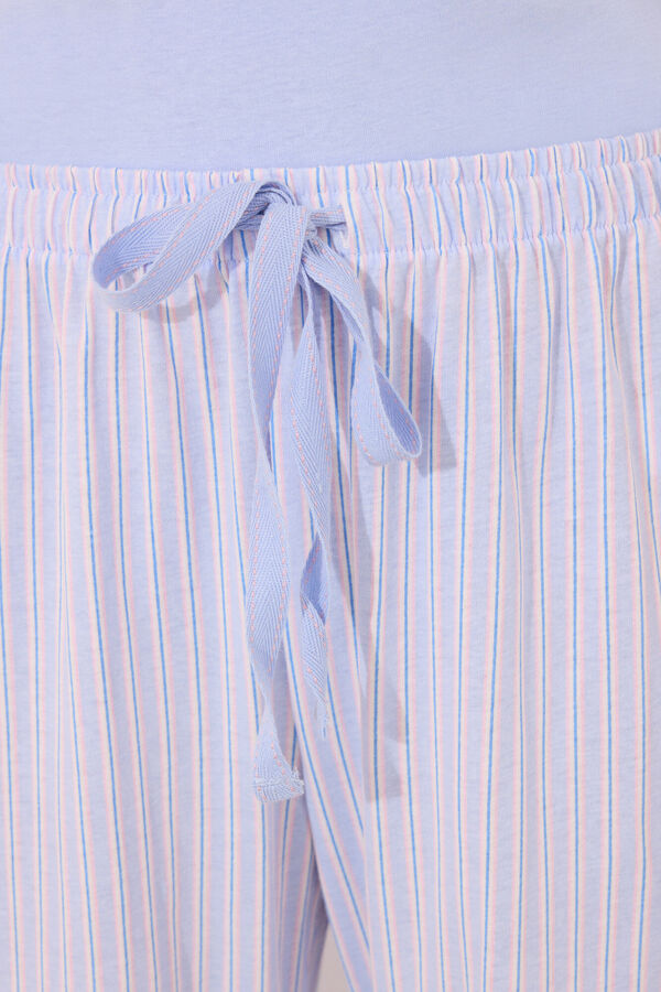 Women'secret Pijama capri 100% riscas listras azuis azul