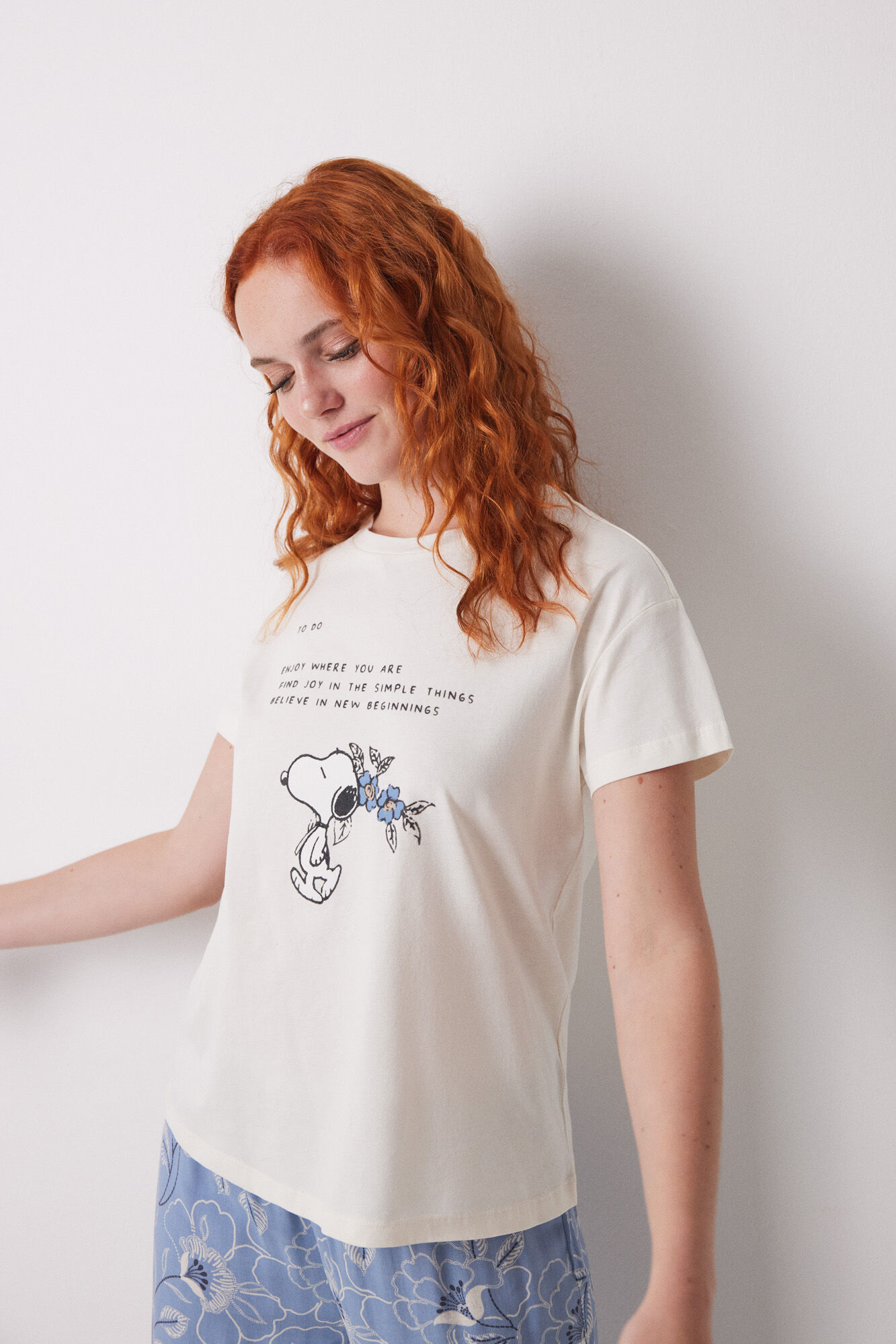 Women'secret T-shirt manga curta Snoopy 100% algod&atilde;o