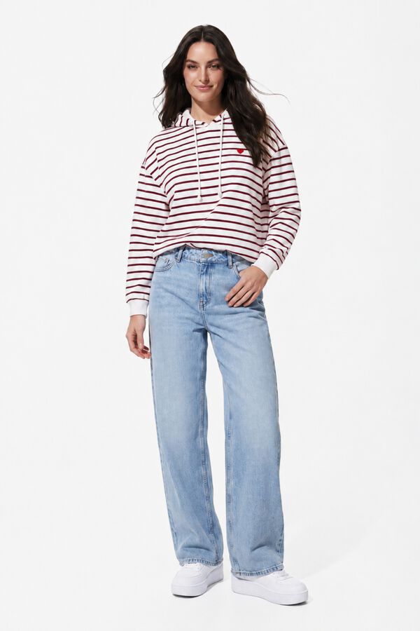 Pieces Sweatshirt com riscas e bordado branco