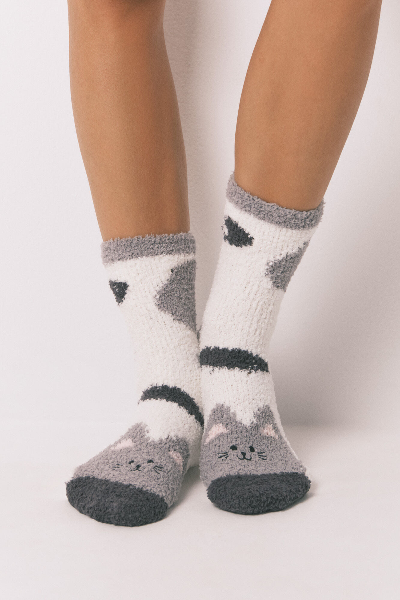 Women'secret Meias compridas de gato cinza 
