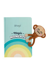 Mr. Wonderful Caderno com pelúcia e macaquinho com fecho magnético - Momentos mágicos estampado