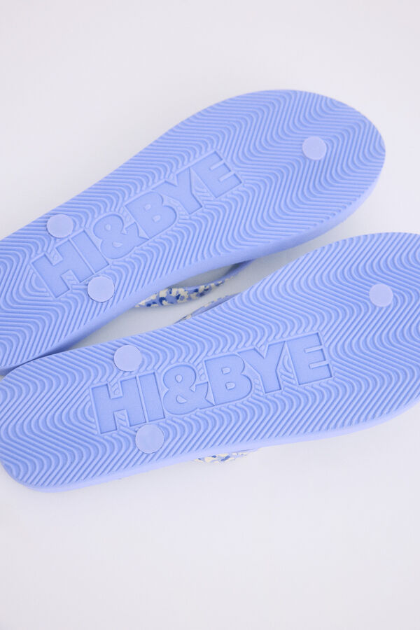 HI&BYE Chanclas print leopardo azul logo estampado