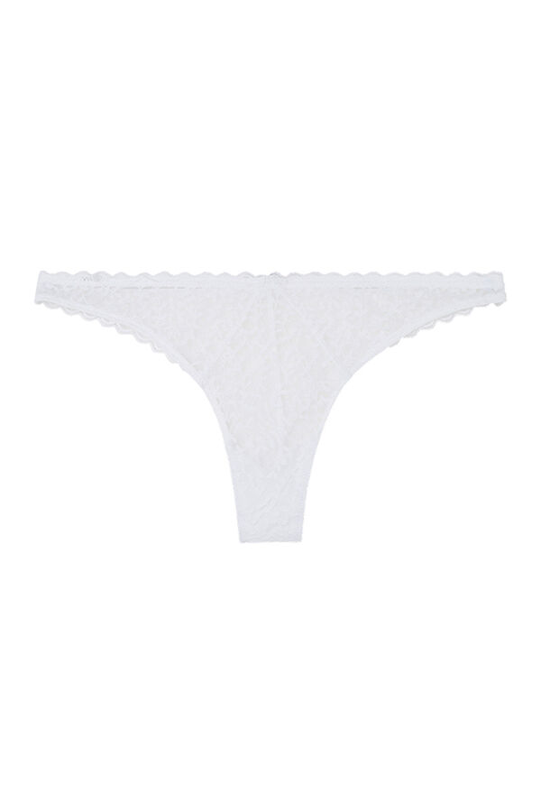 Women'secret Tanga encaje blanco blanco