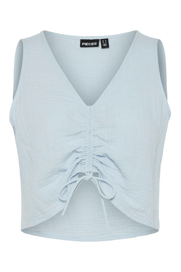 Pieces Top de algodão manga azul