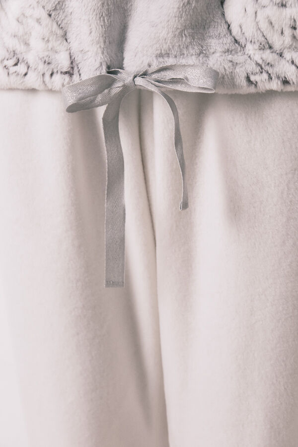 Women'secret Pijama largo polar suave estampado "Hedwig" marfil