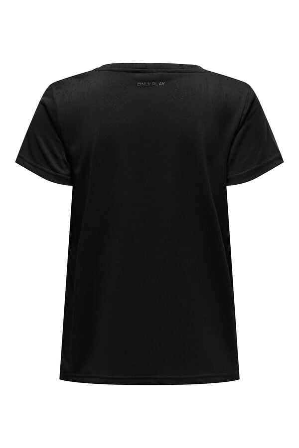 Only Play Camiseta de manga manga curta com gola em V e tecido com efeito água preto