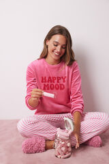 Women'secret Pijama largo terciopelo rayas rosa rosa
