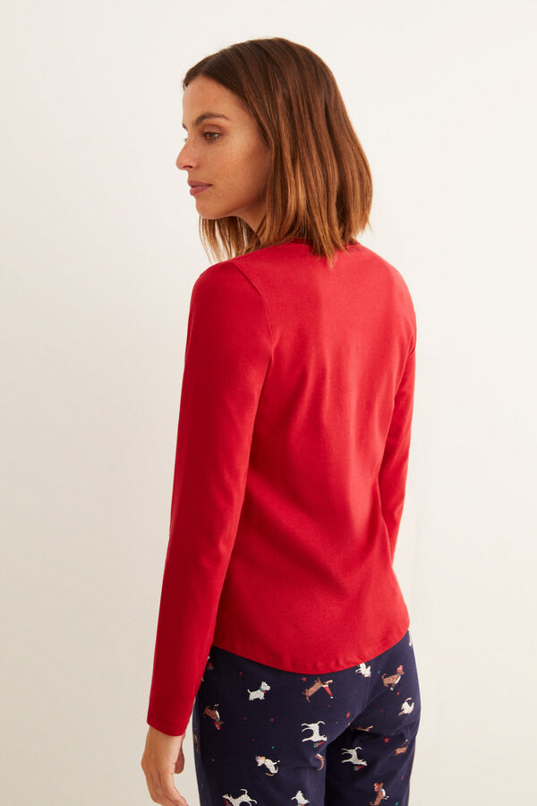 Womensecret T-shirt padeira de manga comprida vermelha vermelho