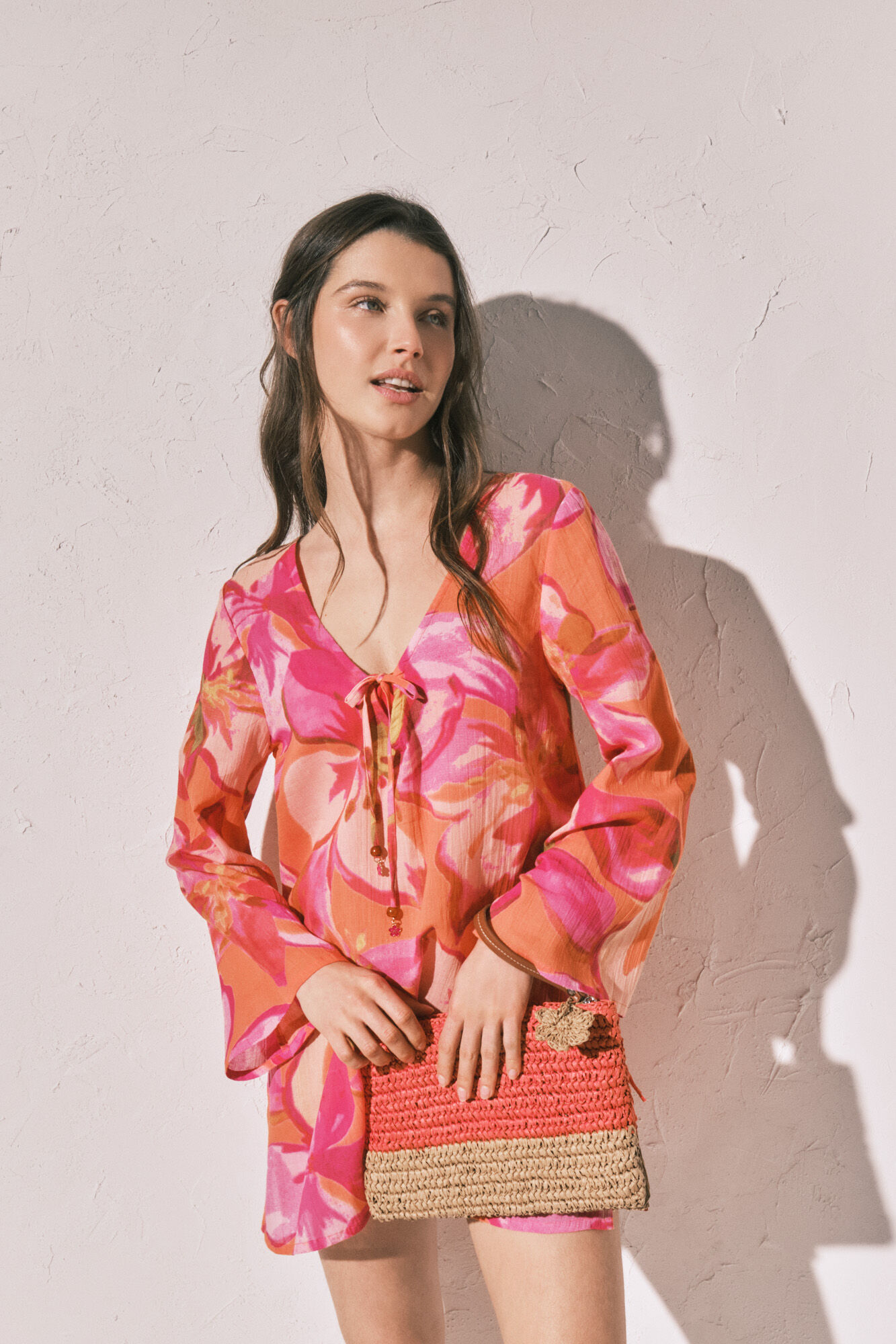 Women'secret Neceser mediano rafia bicolor