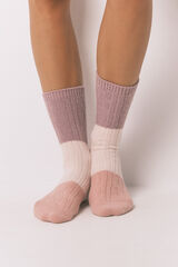 Women'secret Calcetines largos textura mix rosas rosa