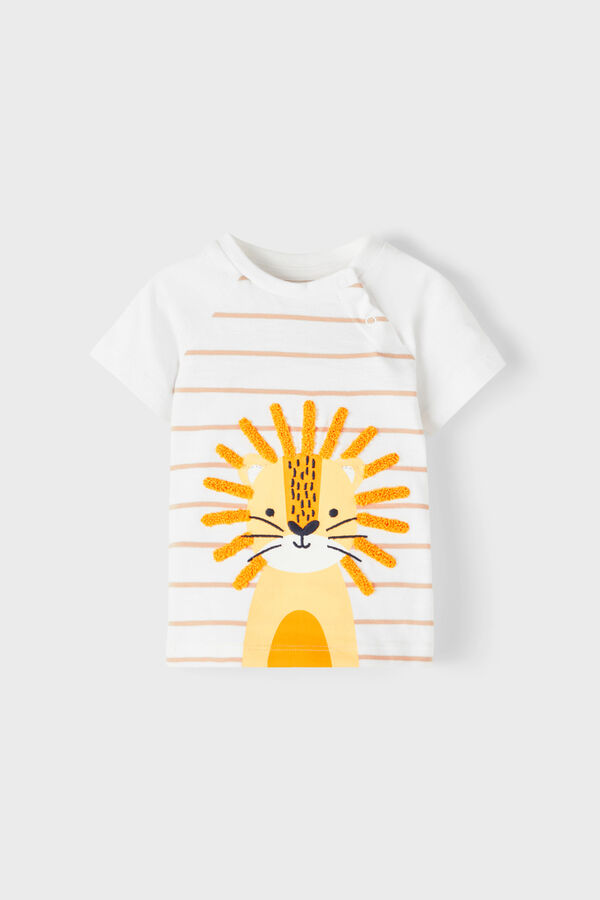 Womensecret T-shirt de bebé menino de manga curta com detalhe em 3D branco