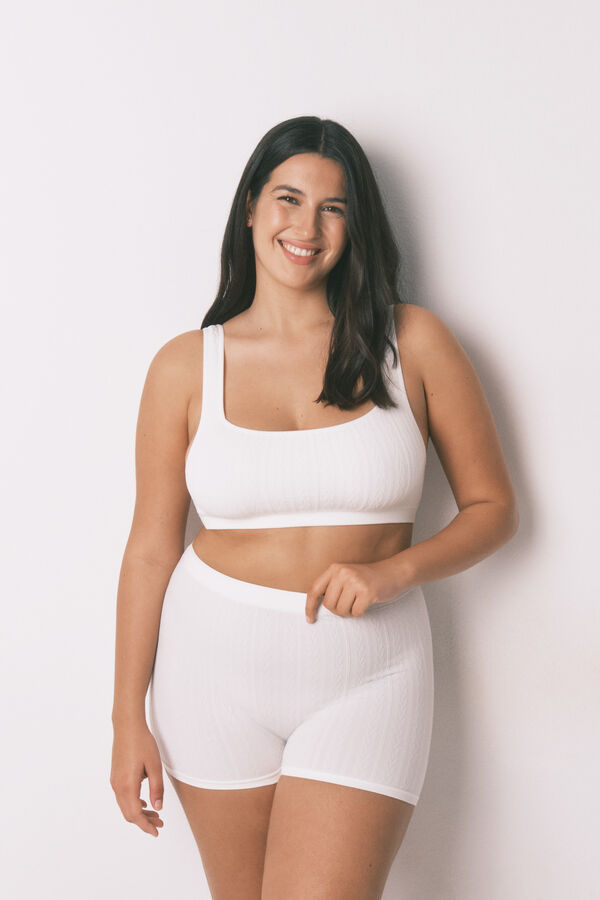 Women'secret Sujetador top seamless tricot blanco marfil